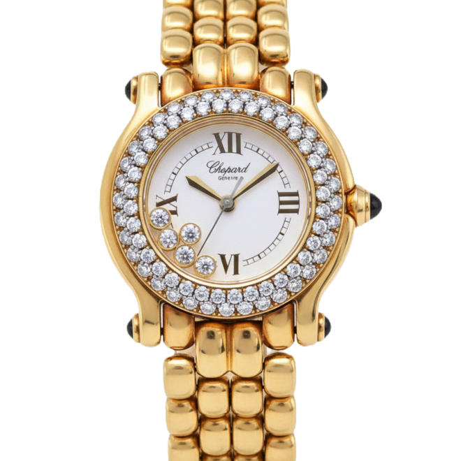 Chopard Happy Sport 26mm 276151-0005 Classic Round 18k Yellow Gold Dia Quartz