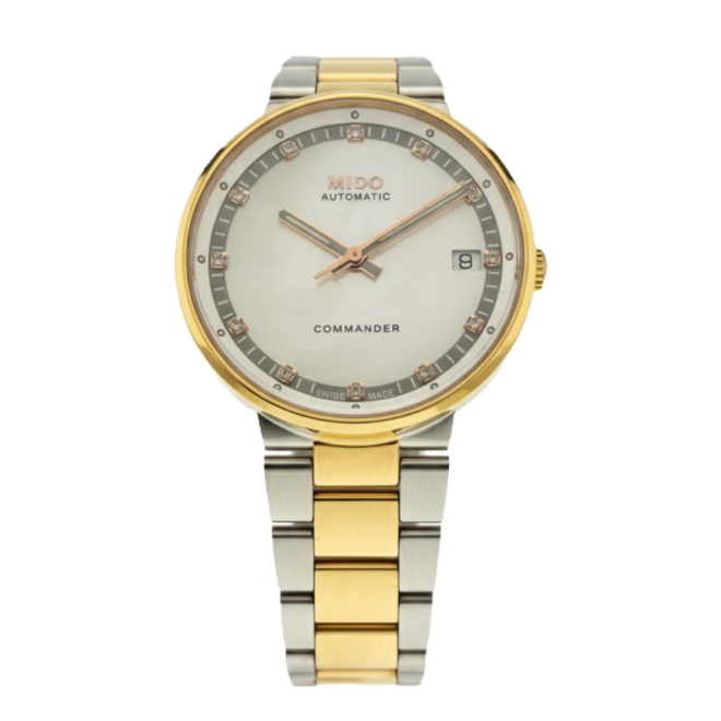 Mido 33mm Commander II Automatic Pearl Dial MOP #M0142072211600 Gold & Steel