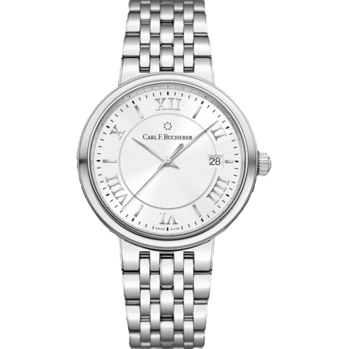 Carl F. Bucherer Adamavi 39mm Date 10314.08 White Silver Dial Steel Automatic