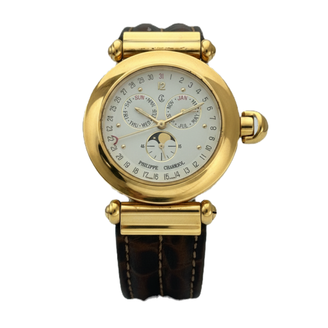 Philippe Charriol 36mm 38.92.1539 Triple Calendar 18k Gold Plated