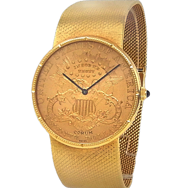 CORUM Twenty Dollars Coin 35mm 8801 18k Yellow Gold Manual Champagne ​​​​​​​Dial