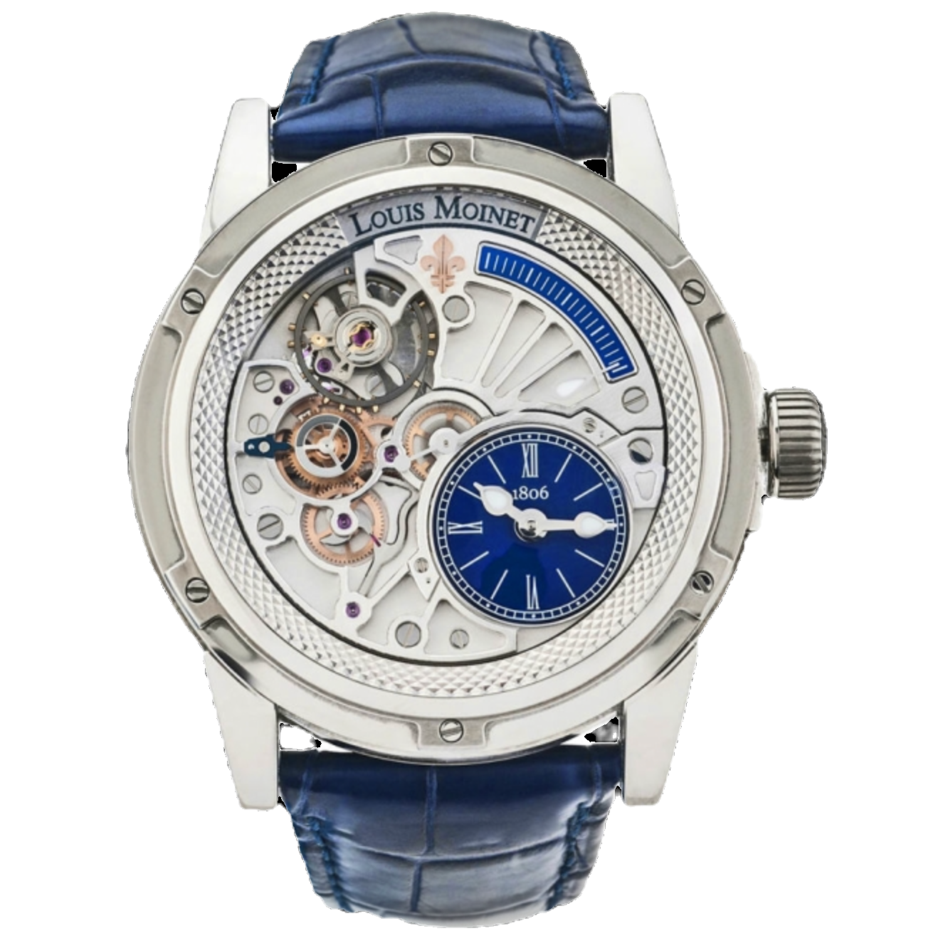 Louis Moinet 43mm 20 Second Tempograph LM 39.20.20 Deep Blue Automatic Skeleton
