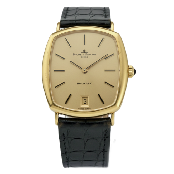 Baume & Mercier 33mm Baumatic 37204 18k Solid Yellow Gold Date Micro Rotor Auto