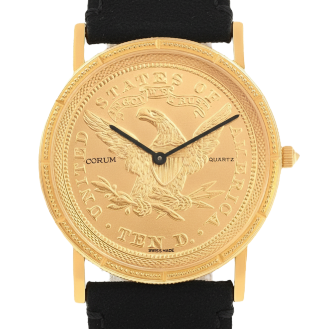 Corum 33mm Double Eagle 1901 $10 Dollar 22k Yellow Gold Coin 18k Buckle Diamond