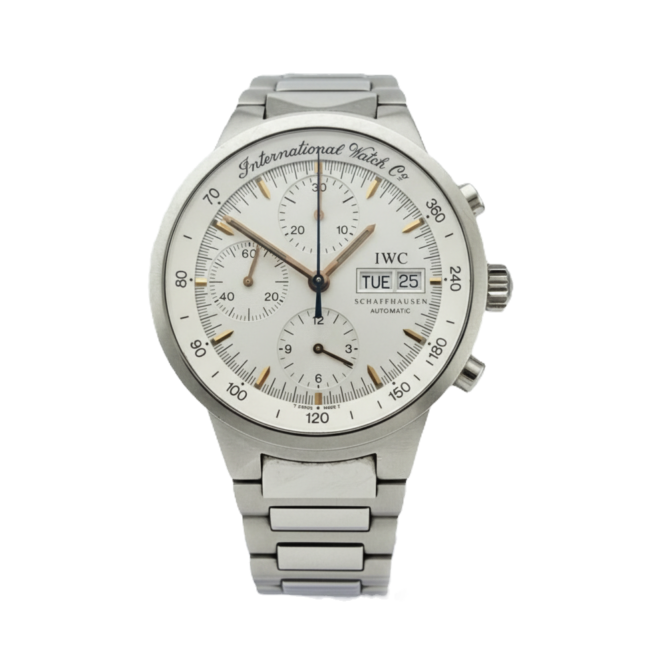 IWC 39mm Schaffhausen GST Chronograph Steel White Dial IW370713 Automatic Mint