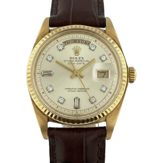 Rolex 36mm Presidential 1803 Day Date 18k Solid Yellow Gold Silver Diamond Dial