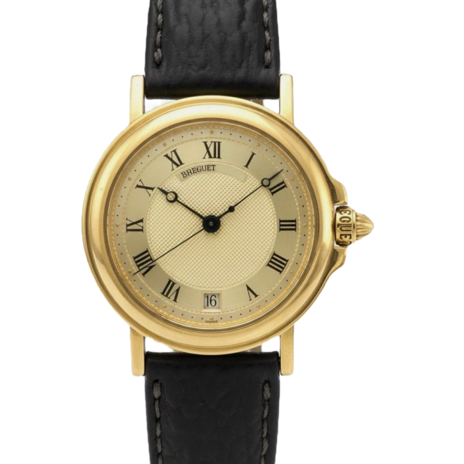 Breguet Marine 35mm 3400BA 18k Solid Yellow Gold Date Champagne Roman Automatic