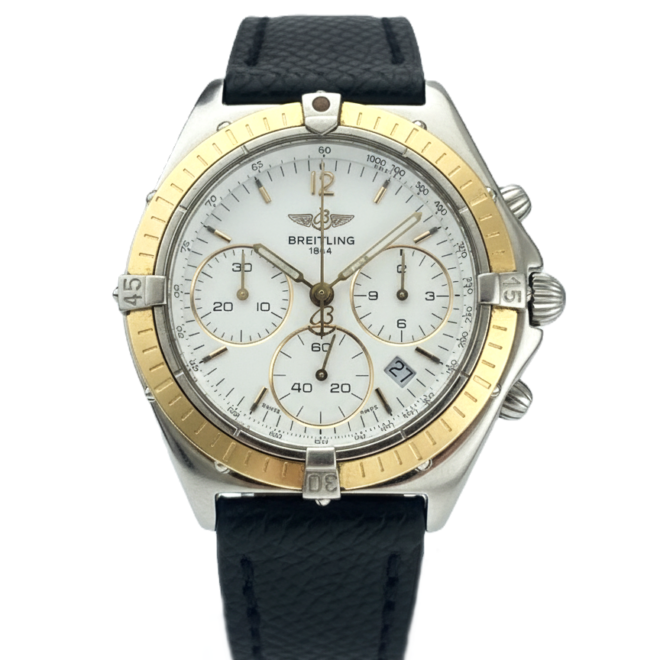 Breitling Sextant Chronograph 36mm D55046 18k Yellow Gold Bezel Quartz Date