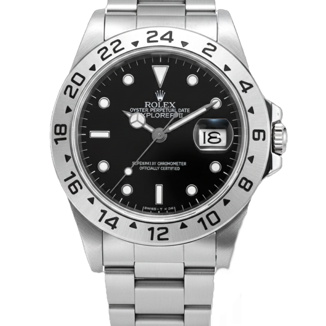 Rolex Explorer II 40mm 16570 Black Dial GMT Auto Mint Condition Steel # T Serial