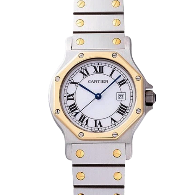 Cartier Santos Large 31mm AC17,90gr Octagon 18K Yellow Gold & Steel Automatic 32