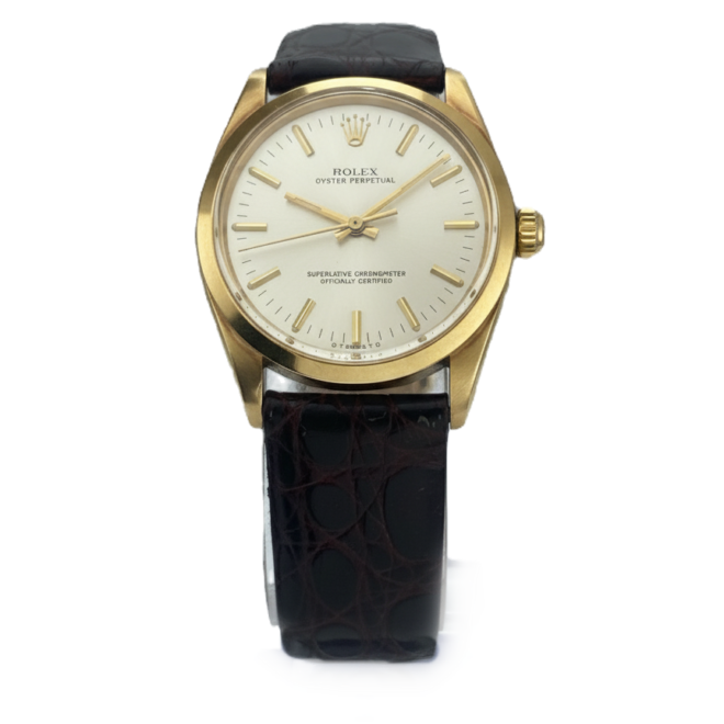 Rolex 34mm Oyster Perpetual 1002 Vintage 14k Yellow Pure Gold Automaic Gray Dial