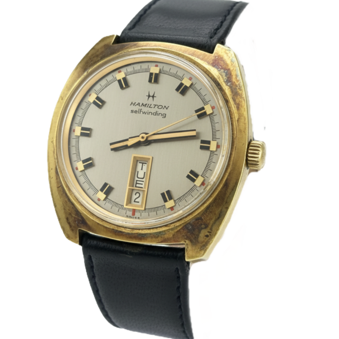 Hamilton 37mm 826'002-4 DayDate Grey Dial Gold Plated Vintage 1973s Automatic