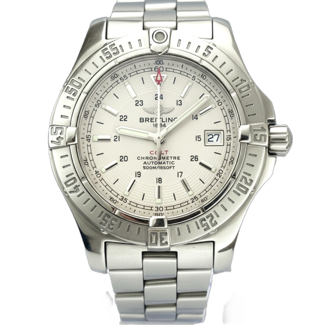 Breitling 41mm A17380 Colt White Silver Baton Dial Automatic Caliber 17 Steel