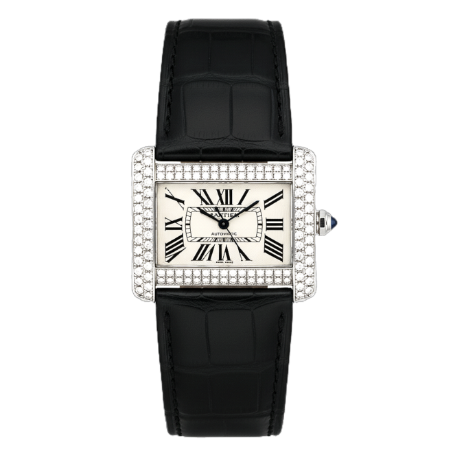 Cartier Tank Divan 38mm Steel 2612 Full Diamonds Automatic White Dial # W6300755
