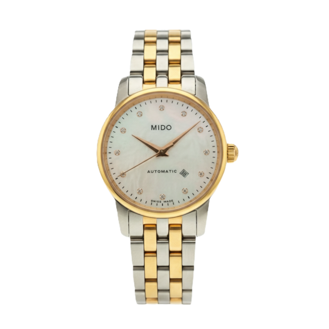 Mido Automatic 29mm #M7600.9.69.1 Baroncelli Steel & Rose Gold MOP Diamond ladys