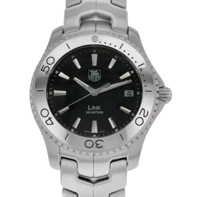 Tag Heuer Link 39mm WJ1110-0 Black Dial Date Stick Hour Marker Quartz Steel