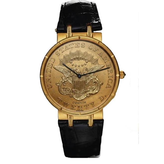 Corum 22k 1895 $20 Gold Coin 25th Anniversary 18k Yellow Gold 35mm Mechanical